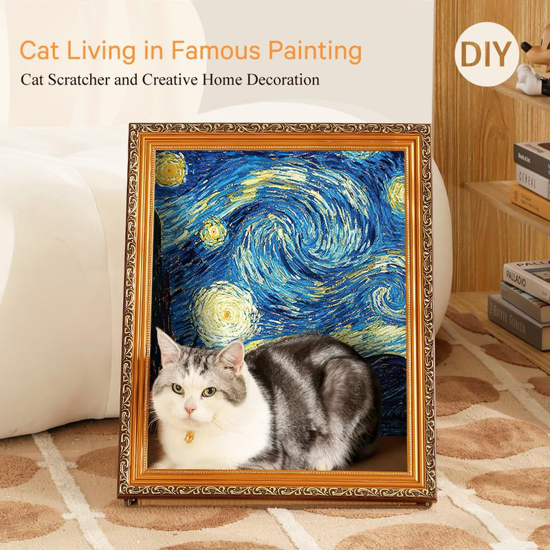 https://pawandcorazon.store › products › diy-3d-frame-cat-house-with-scratching-board-cat-living-in-famous-painting-oil-painting-cat-scratcher-easy-to-assemble-bed-couch-cave-condo-creative-home-decoration-handicraft

