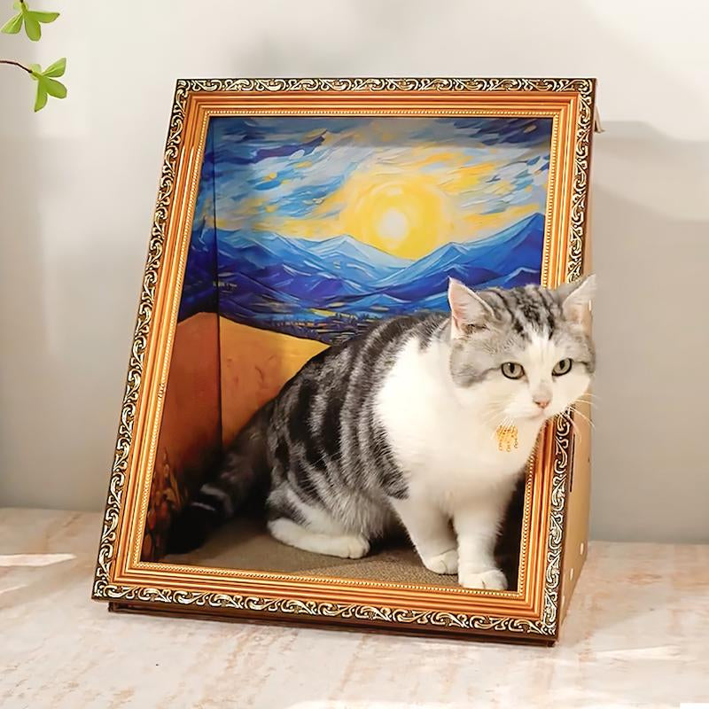 https://pawandcorazon.store › products › diy-3d-frame-cat-house-with-scratching-board-cat-living-in-famous-painting-oil-painting-cat-scratcher-easy-to-assemble-bed-couch-cave-condo-creative-home-decoration-handicraft

