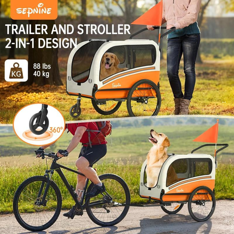 https://pawandcorazon.store › products › back-to-school-sepnine-2-in-1-dog-bike-trailer-and-pet-stroller-cart-easy-folding-frame-with-quick-release-wheels-universal-bicycle-coupler-non-slip-floor-internal-leash