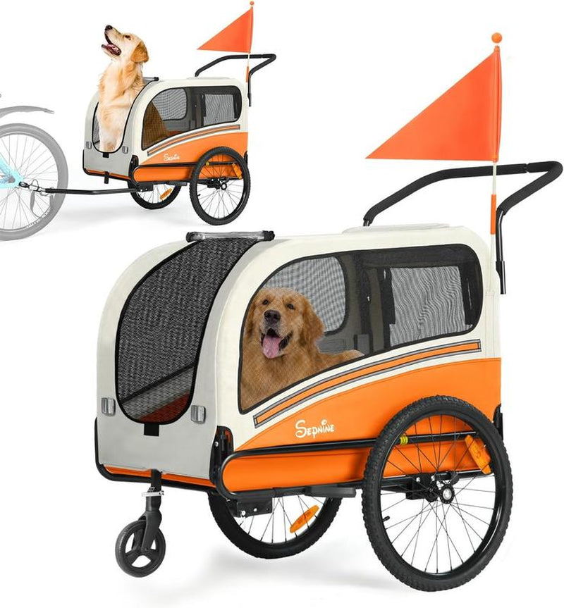 https://pawandcorazon.store › products › back-to-school-sepnine-2-in-1-dog-bike-trailer-and-pet-stroller-cart-easy-folding-frame-with-quick-release-wheels-universal-bicycle-coupler-non-slip-floor-internal-leash